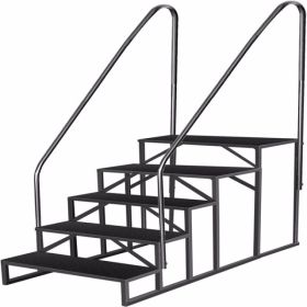 RV Stairs 5 Step Ladder,RV Steps Anti-Slip,Hot Tub Steps With Handrail,660 Lbs RV Ladder For 5th Wheel RV,Mobile Home Stairs