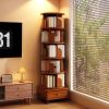 (UPGRADED) Rotating Bookshelf, 360 Display Corner Bookshelf for Small Space, 6 Tier Bookcase Storage Rack with Wheels, Wood Narrow Organizer for Bedr