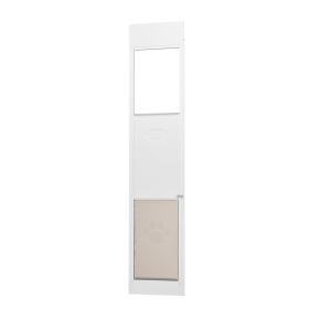 Dog Door for Sliding Glass Door, 75 7/8"-80 11/16" Adjustable Height Doggy Door for Sliding Doors, Aluminum Frame Tempered Glass Pet Door with Hinge