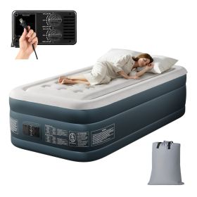 Twin Air Mattress with Built-in Pump, 18in Raised Comfort Blow up Mattress, Double Chamber Airbed