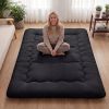 Japanese Floor Futon Mattress Toppers, Foldable Tatami Mat, Thick Sleeping Mattress Pad with Storage Bag & Dust Cover, Black, Twin