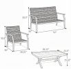 Beige 4-Piece Outdoor Patio Furniture Set with Cushions Wicker Conversation Sofa Aluminum Frame for Backyard Poolside Garden