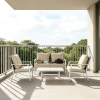 Beige 4-Piece Outdoor Patio Furniture Set with Cushions Wicker Conversation Sofa Aluminum Frame for Backyard Poolside Garden