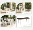 Beige Outdoor Patio Dining Set for 6 with Table And Chairs Outdoor Furniture Set with Cushions Umbrella Hole for Garden Backyard Poolside