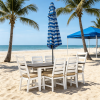 Beige Outdoor Patio Dining Set for 6 with Table And Chairs Outdoor Furniture Set with Cushions Umbrella Hole for Garden Backyard Poolside