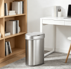 50L Brushed Silver Stainless Steel Automatic Sensor Trash Can, Touchless Motion Activated Garbage Bin with Auto Close Sealed Lid, Large Capacity Wast
