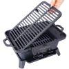 Camping Stove Oval Cast Iron Grill Outdoor, Portable Charcoal Grill and Tabletop Cast Iron Skillet - 100% Cast Iron, Durable, Small Charcoal Grill, H