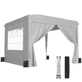 10 x 10 ft Pop Up Canopy Tent with Sidewalls, UPF50+ Outdoor Portable Instant Canopy Shelter with Carry Bag, Light Gray