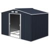 9' x 6' Outdoor Storage Shed, Garden Tool Metal Shed with Foundation Kit, Dark Gray