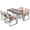 5 Pieces Patio Dining Set with Rectangular Table and Fabric Chairs