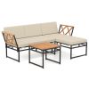 3-Piece L-Shaped Patio Furniture Set for Porch Backyard and Poolside