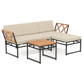 3-Piece L-Shaped Patio Furniture Set for Porch Backyard and Poolside