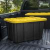 27 Gallon Durable Plastic Storage Tote with Snap-On Lid, Black and Yellow, 6 Pack