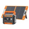 Flashfish P66A 200W Solar Generator &Foldable Solar Panel, Portable Power Station Battery Pack with AC/USB/DC Output, 144.3Wh with Multiple Adapters
