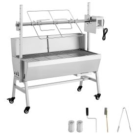 Rotisserie Grill, 38W BBQ Outdoor Pig & Lamb Spit Roaster, Charcoal Spit Roaster with 132 LBS Load Capacity & 7-Level Height, Stainless Steel Electri