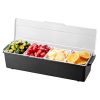 Chilled Condiment Server, 4 Compartment Ice Cooled Condiment Serving Container, Chilled Garnish Tray Bar Caddy with Lid, for Bartending & Serving Tac