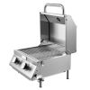 Tabletop Gas Grill, 2-Burner Stainless Steel Portable Propane Grill, with Built-in Thermometer, Travel Locks, Weatherproof Lid, 15,000 BTU Total, for