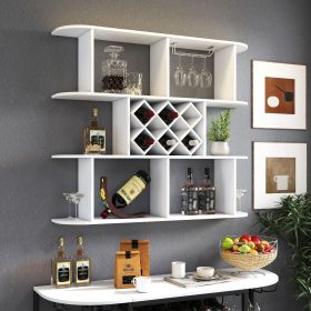 Large Wall Mounted 3 Tier Rustic Bottle Wine Rack,Multifunctional Wooden Wall Mounted Wine Rack,Storage Rack with Wine Glass Holder,mounted wall Stor