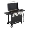 Gas Griddle, 3-Burner Flat Top Grill, Propane Griddle with Wheels, Lid, 3 x 11000 BTU Outdoor Flat Top Grills for Pan-Frying, Grilling, Stir-Frying,