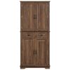 71" Tall Kitchen Pantry Cabinet with 3 Pull Out Cabinet Organizers, Farmhouse Embossed Texture Storage Cabinet with 6 Door Shelves, 2 Drawers, Freest