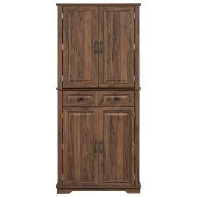 71" Tall Kitchen Pantry Cabinet with 3 Pull Out Cabinet Organizers, Farmhouse Embossed Texture Storage Cabinet with 6 Door Shelves, 2 Drawers, Freest