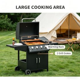 52" Barbecue Grill with Wheels 4+1 Burner Liquid Propane Gas Grill