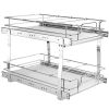 2 Tier 14"Wx21"Dx15"H Pull Out Cabinet Organizer, Heavy Duty Slide Out Pantry Shelves, Steel Roll Out Drawers, Sliding Drawer Storage for Home, 15.5"