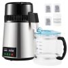 1.1 Gal Water Distiller, 0.3 Gal/H, 750W Distilled Water Maker Machine 0-99H Timing Set Temp Display, 304 Stainless Steel Countertop Distiller Glass