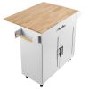 Kitchen Island Cart with Solid Wood Top, 35.4" Width Mobile Carts with Storage Cabinet, Rolling Kitchen Table with Spice Rack, Towel Rack, Drop Leaf