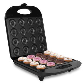 Mini Donut Maker Machine For Kids Snack Breakfast Desserts With 16 Doughnuts Holes Non Stick Coating Double-Side Heating Plates Overheating Protectio
