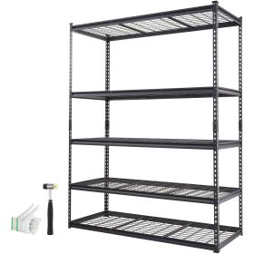 Storage Shelving Unit, 5-Tier Adjustable, 2000 lbs Capacity, Heavy Duty Garage Shelves Metal Organizer Wire Rack, Black, 60" L x 24" W x 78" H for Ki
