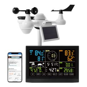 7-in-1 Wi-Fi Weather Station, 7.5 in Color Display, Home Weather Station Indoor Outdoor, with Solar Wireless Outdoor Sensor Alarm Alerts, for Tempera