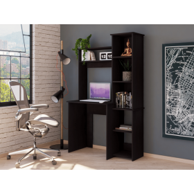 Desk, Five Shelves, Two Superior Shelves, Black