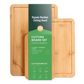 Cutting Board, 3 Pieces, Premium Versatile Bamboo Cutting Board with Food-Grade Oil and Juice Groove,Sturdy & Durable Chopping Board with Built-in Ha