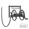 Wall Mounted Garden Hose Reel, Holds 125 ft 5/8-inch Hose, Heavy-Duty Water Hose Winder, Space-Saving Design, Outdoor Manual Reel with Brass Fitting