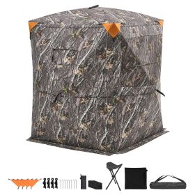 Hunting Blind, 2-3 Person Thermal Ground Blinds with Tri-Leg Chair and Carrying Bag, Portable Camouflage Tent, Durable Concealed Shelter with Silent
