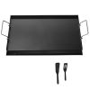 Carbon Steel Griddle, 24x16 inch Universal Flat Top Rectangular Plate, Gas Grill Griddle for BBQ Grill, Teppanyaki, Portable Family Cookware with Han