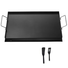 Carbon Steel Griddle, 24x16 inch Universal Flat Top Rectangular Plate, Gas Grill Griddle for BBQ Grill, Teppanyaki, Portable Family Cookware with Han