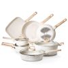19 Piece Pots and Pans Set Nonstick, Granite Cookware Set, Induction Cookwares, Kitchen RV Cooking Sets with Frying, Sauce, Saute, Tempered Glass Lid