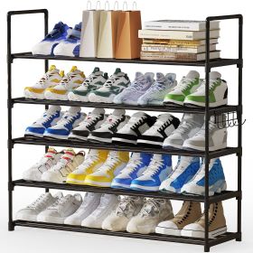 5-Tier Stackable Shoe Rack Organizer with Metal Frame, 35.5 inch Length, Holds 25Ã¢â‚¬â€œ30 Pairs, Black