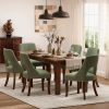 Dining Chair Set of 2,Upholstered Chenille Fabric Dining Chair Curved Solid Wood Legs, Elegant Tufted Club Dining Room Kitchen Room Dining Chair,Gree