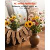 Wall Mirror Decorative, 12-inch Rustic Wood Wall Decor Mirror, Boho Sunburst Aesthetic Mirrors for Bedroom Living Room Bathroom Entryway - Warming Gi