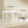 5-Piece Small Kitchen Table Set for 4, Farmhouse Dining Table Set with Upholstered Chairs and Rubber Wood Legs, White