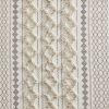 Cotton Printed Curtain Panel with Chenille Stripe and Lining Ivory 50x84"