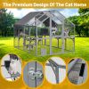 Outdoor Cat House Cat Enclosures 110" Large Kitten Playpen with Platforms,Upgrade Waterproof Cover