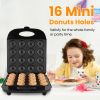 Mini Donut Maker Machine For Kids Snack Breakfast Desserts With 16 Doughnuts Holes Non Stick Coating Double-Side Heating Plates Overheating Protectio