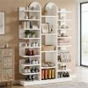 Wooden shoe rack, independent, with open storage, shelf, display rack, display stands