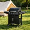 52" Barbecue Grill with Wheels 4+1 Burner Liquid Propane Gas Grill