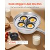 Egg Poacher Pan, 4-Cup Poached Egg Maker, Stainless Steel Poaching Pan and Frying Skillet, with 4 Nonsitck Detachable Large Cups, Lid, and Silicone S