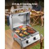 Tabletop Gas Grill, 2-Burner Stainless Steel Portable Propane Grill, with Built-in Thermometer, Travel Locks, Weatherproof Lid, 15,000 BTU Total, for